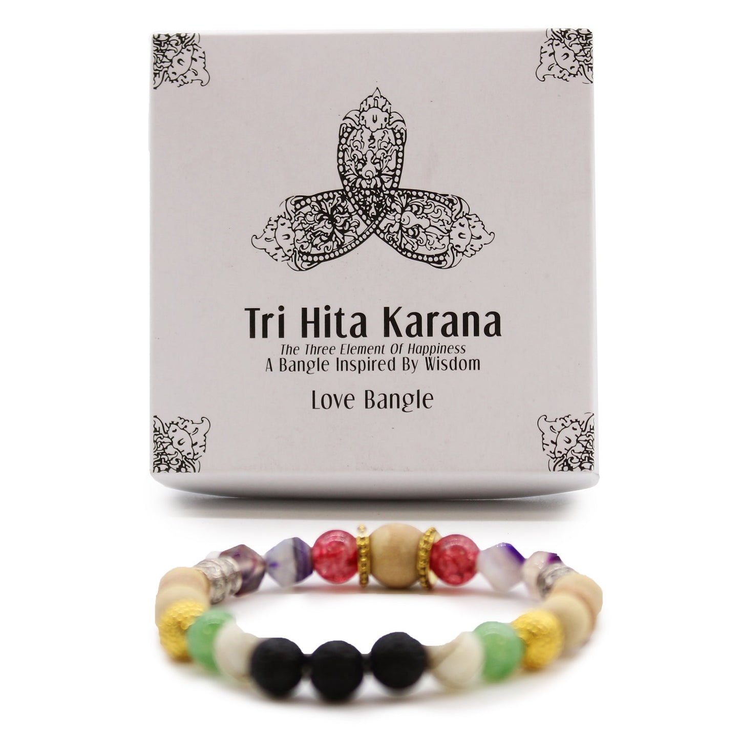 Tri Hita Karana Bracelet - Love product packaging on clean background from Quintessential Holistic Health Ltd