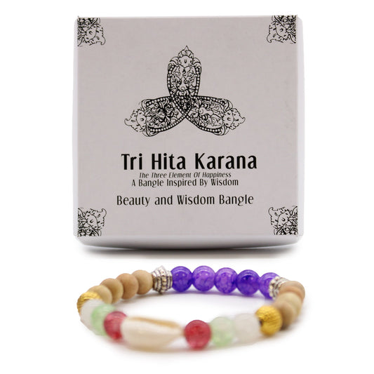 Tri Hita Karana Bracelet - Beauty and Wisdom product packaging on clean background from Quintessential Holistic Health Ltd
