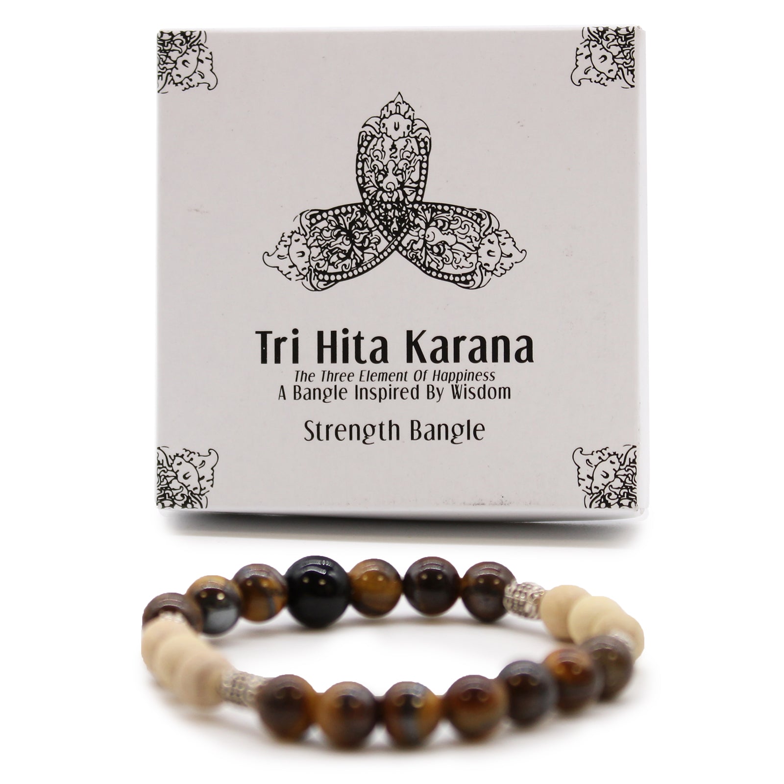 Tri Hita Karana Bracelet - Strength product packaging on clean background from Quintessential Holistic Health Ltd