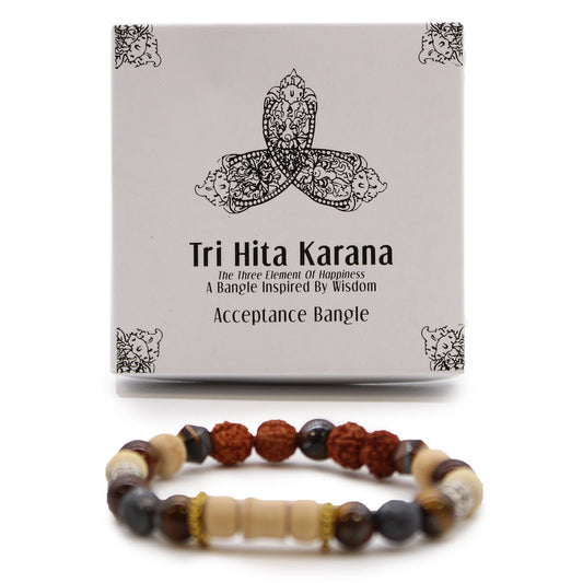 Tri Hita Karana Bracelet - Acceptance product packaging on clean background from Quintessential Holistic Health Ltd