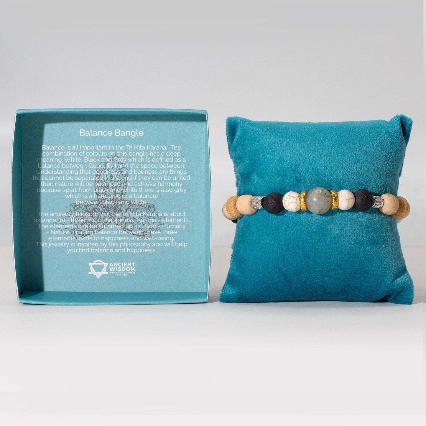 Tri Hita Karana Bracelet - Balance product packaging on clean background from Quintessential Holistic Health Ltd