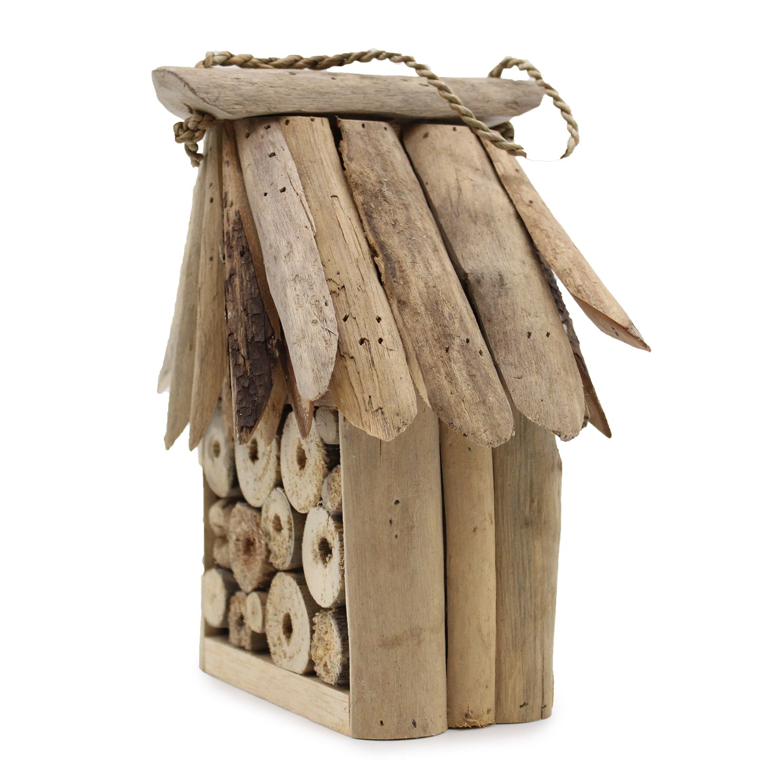 Handmade Recycled Driftwood Bee and Insect House product packaging on clean background from Quintessential Holistic Health Ltd