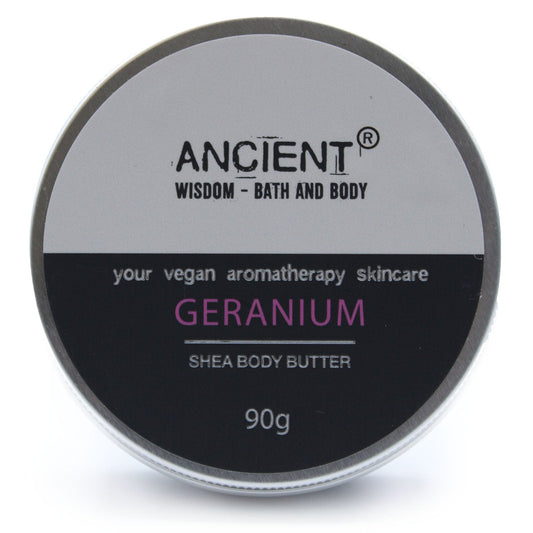 Vegan-Friendly Pure Essential Oil Aromatherapy Shea Body Butter - Geranium - 90g - main product image from Quintessential Holistic Health Ltd UK