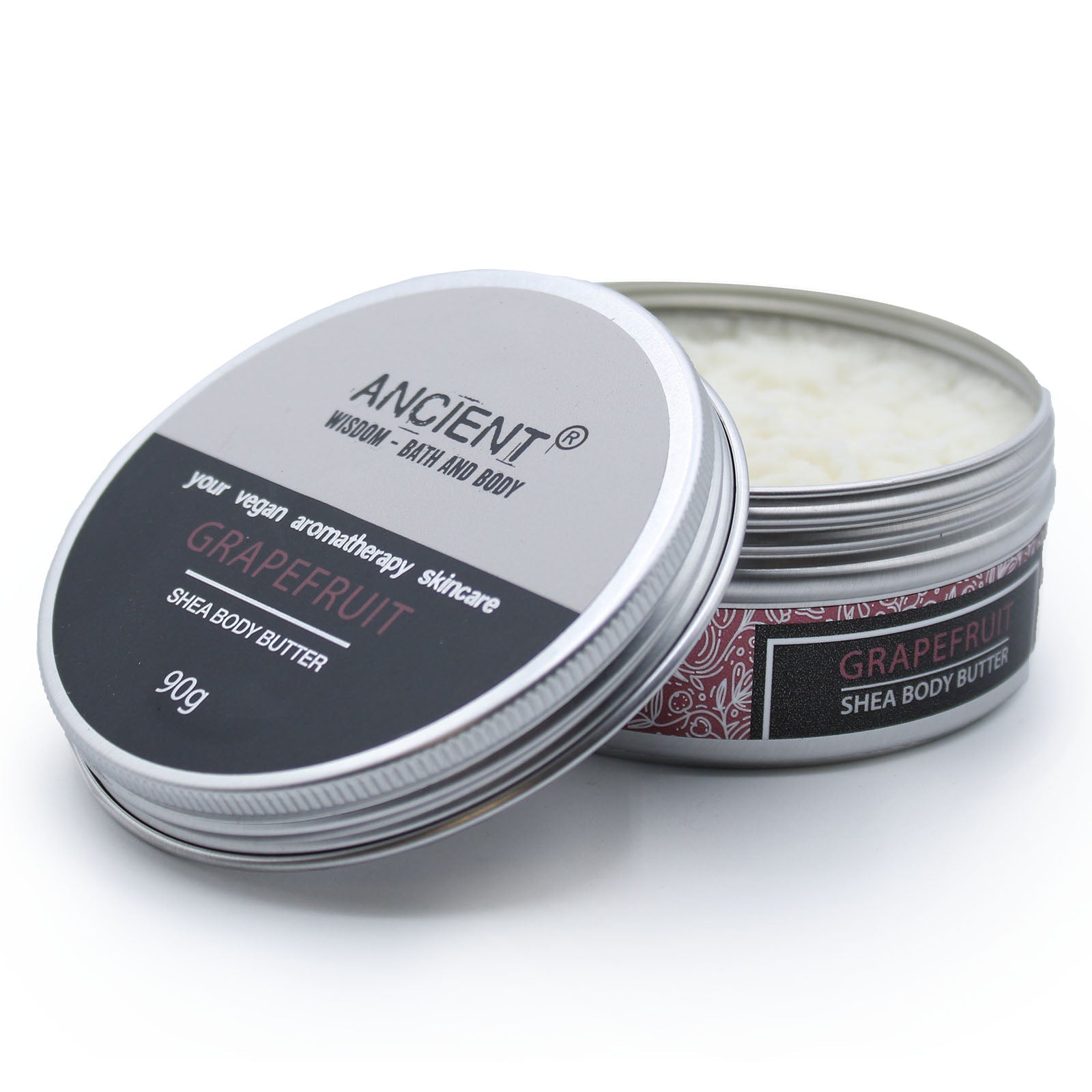 90g Vegan-Friendly Pure Essential Oil Aromatherapy Shea Body Butter - Grapefruit product packaging on clean background from Quintessential Holistic Health Ltd
