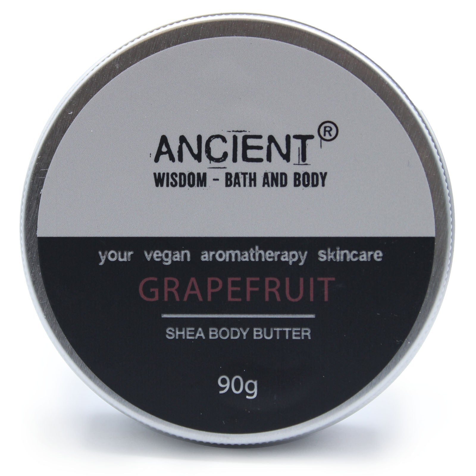 90g Vegan-Friendly Pure Essential Oil Aromatherapy Shea Body Butter - Grapefruit product packaging on clean background from Quintessential Holistic Health Ltd