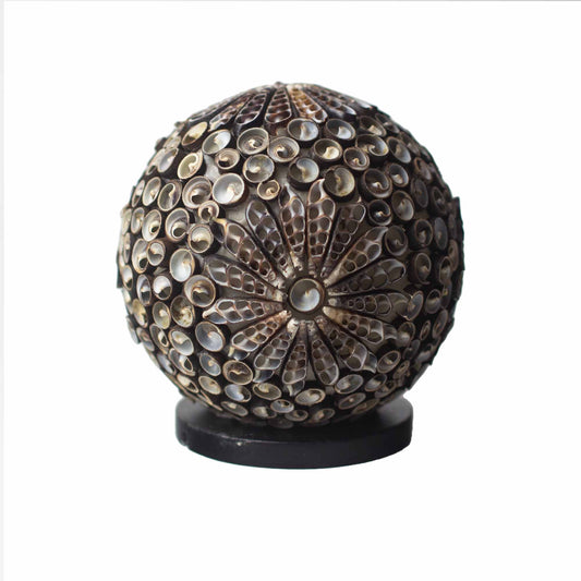 Handcrafted LED Boho Seashell Lamp - Small / Chocolate Twist / Round product packaging on clean background from Quintessential Holistic Health Ltd
