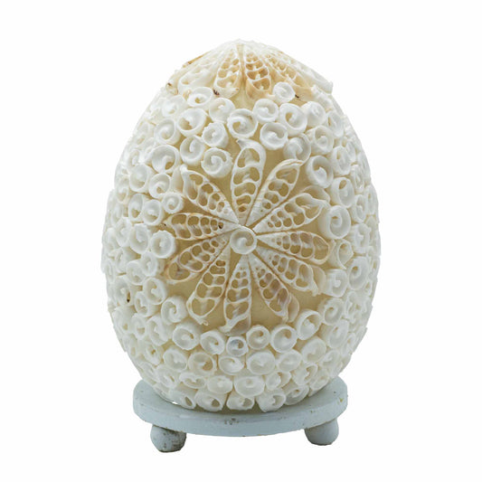 Handcrafted LED Boho Seashell Lamp - Small / Decorative / Oval product packaging on clean background from Quintessential Holistic Health Ltd