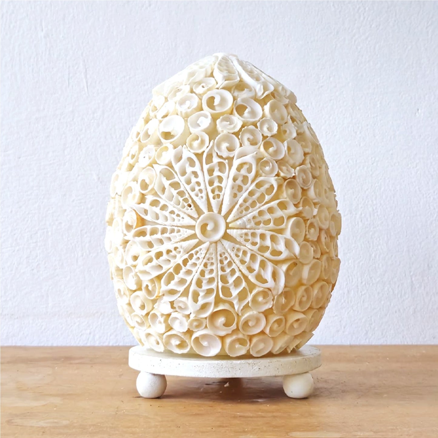 Handcrafted LED Boho Seashell Lamp - Small / Decorative / Oval product packaging on clean background from Quintessential Holistic Health Ltd