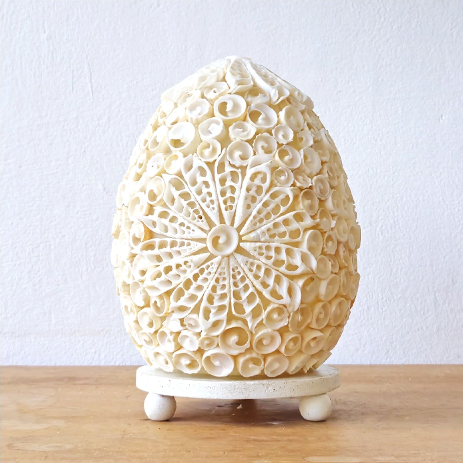 Handcrafted LED Boho Seashell Lamp - Small / Decorative / Oval product packaging on clean background from Quintessential Holistic Health Ltd