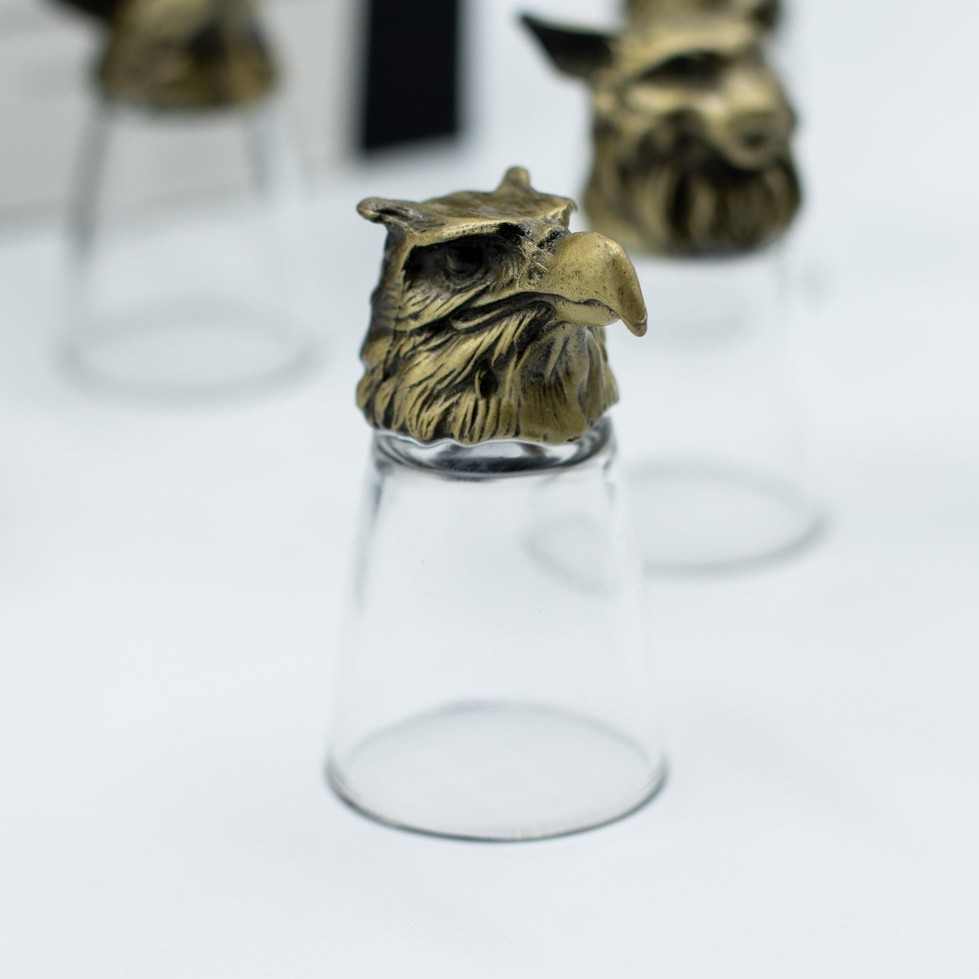 Set of 12 x 25ml Mystical Forest Creatures Glasses - Antique Bronze product packaging on clean background from Quintessential Holistic Health Ltd