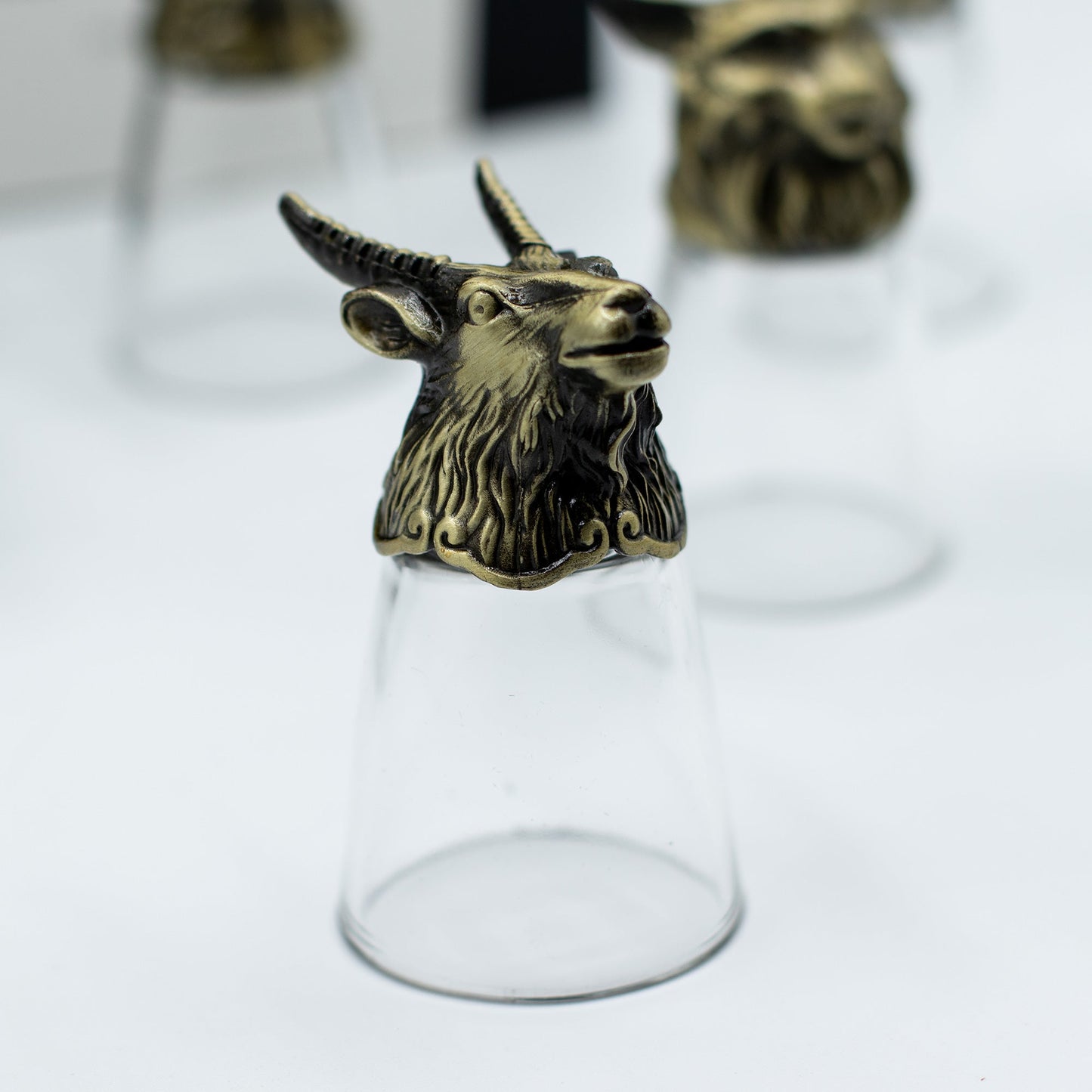 Set of 12 x 25ml Mystical Forest Creatures Glasses - Antique Bronze product packaging on clean background from Quintessential Holistic Health Ltd