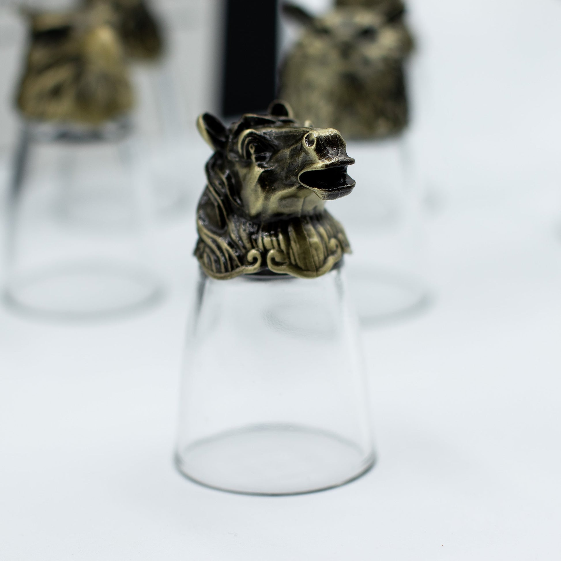 Set of 12 x 25ml Mystical Forest Creatures Glasses - Antique Bronze product packaging on clean background from Quintessential Holistic Health Ltd