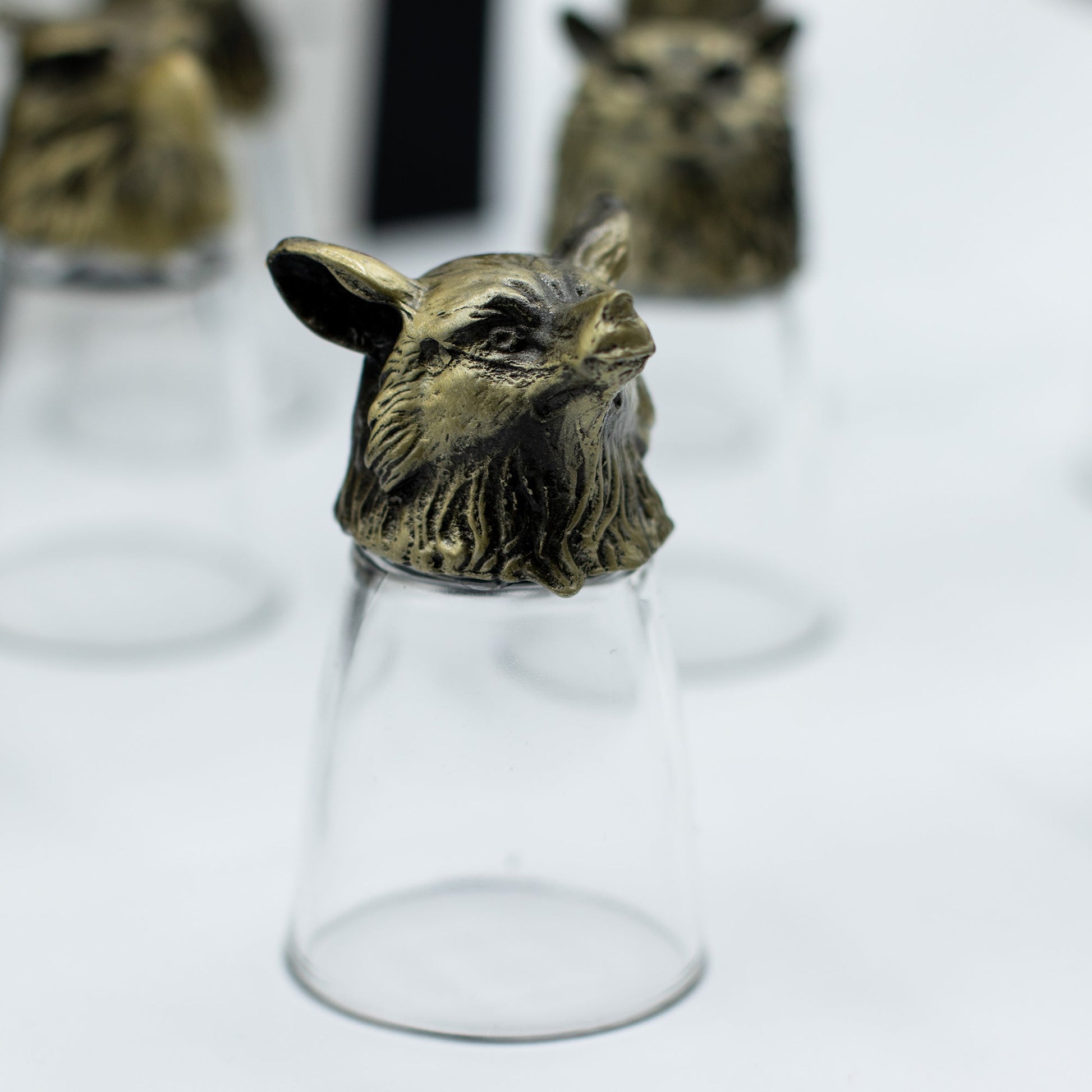 Set of 12 x 25ml Mystical Forest Creatures Glasses - Antique Bronze product packaging on clean background from Quintessential Holistic Health Ltd
