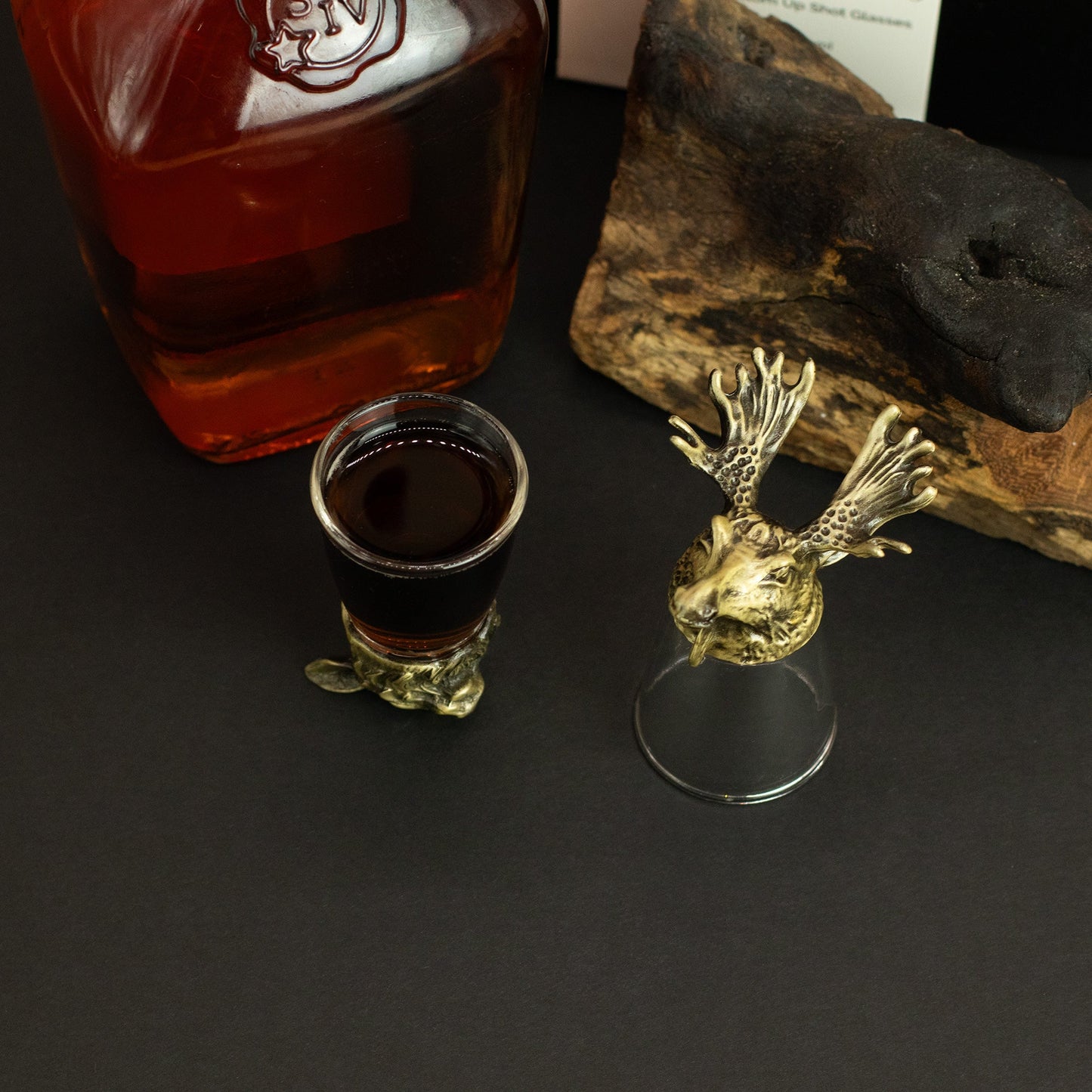 Set of 12 x 25ml Mystical Forest Creatures Glasses - Antique Bronze product packaging on clean background from Quintessential Holistic Health Ltd
