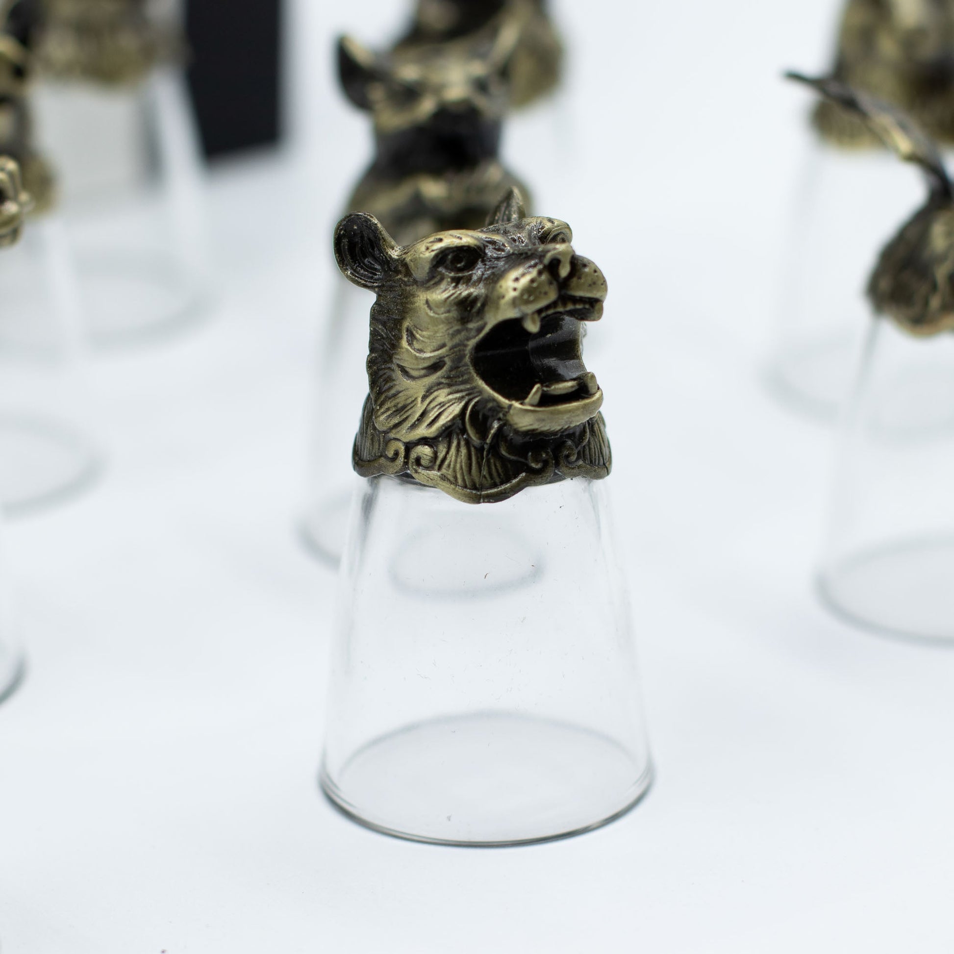 Set of 12 x 25ml Mystical Zodiac Creatures Glasses - Antique Bronze product packaging on clean background from Quintessential Holistic Health Ltd