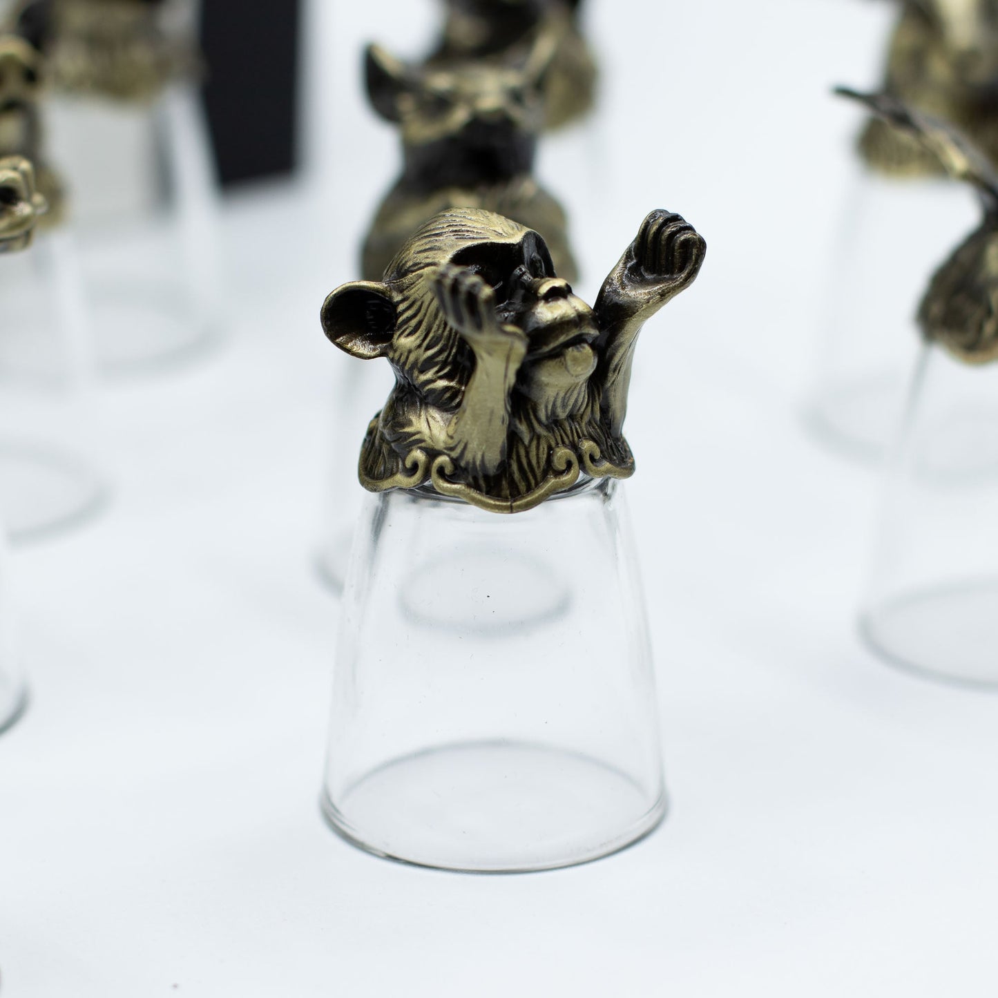 Set of 12 x 25ml Mystical Zodiac Creatures Glasses - Antique Bronze product packaging on clean background from Quintessential Holistic Health Ltd
