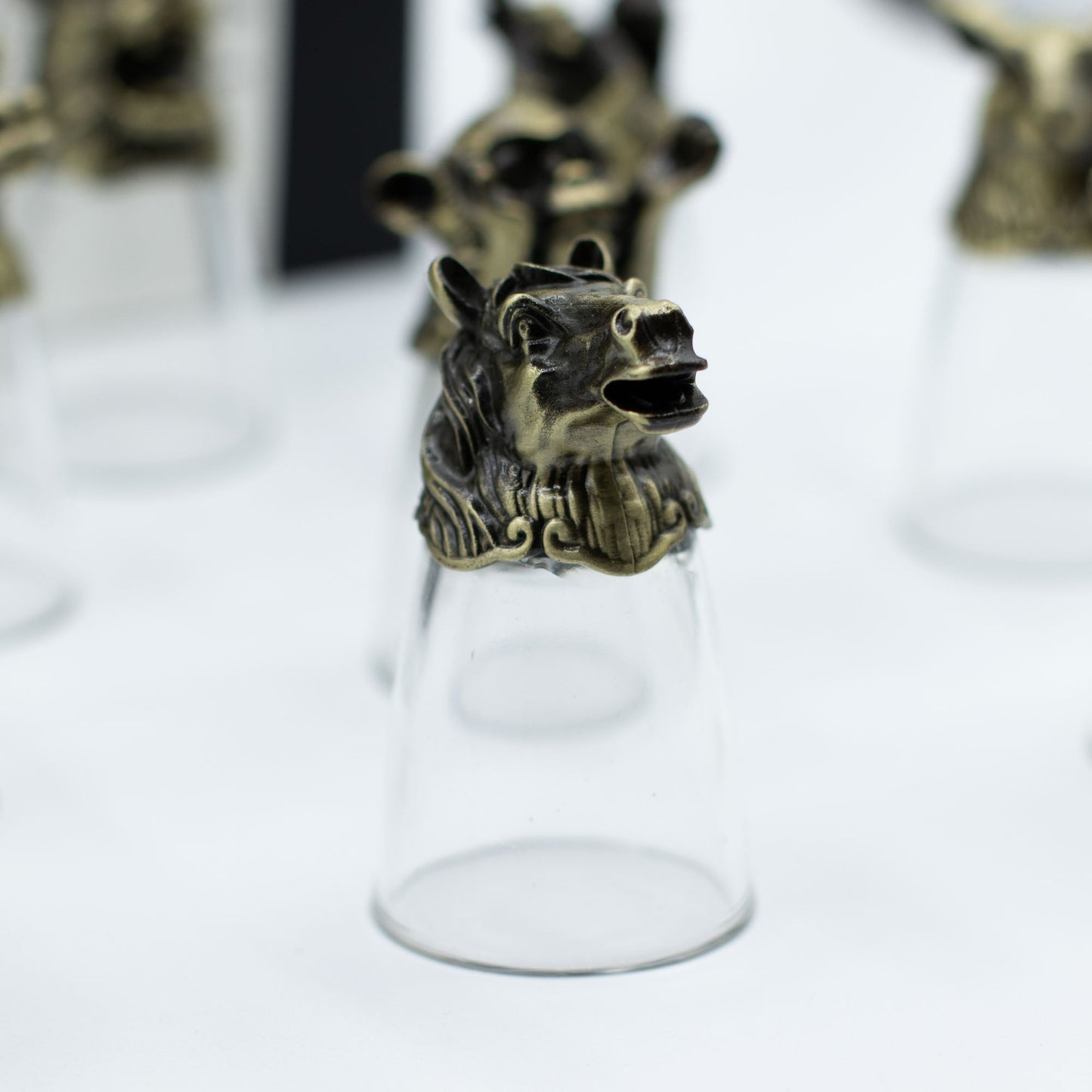 Set of 12 x 25ml Mystical Zodiac Creatures Glasses - Antique Bronze product packaging on clean background from Quintessential Holistic Health Ltd