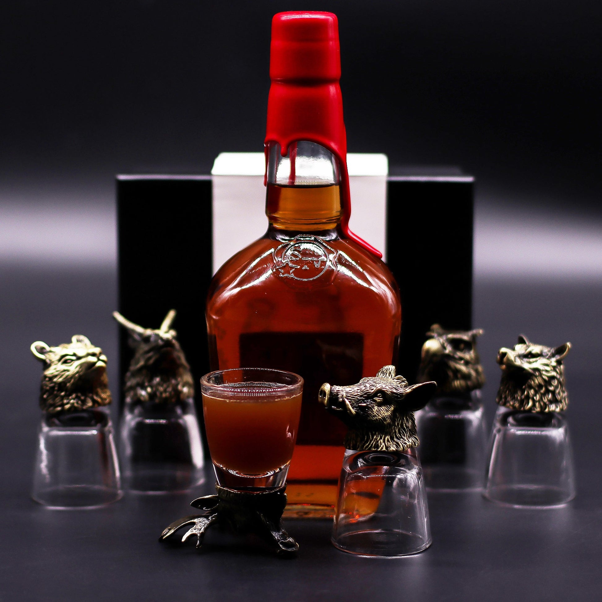 Set of 6 x 50ml Wild Forest Creatures Glasses- Antique Bronze product packaging on clean background from Quintessential Holistic Health Ltd