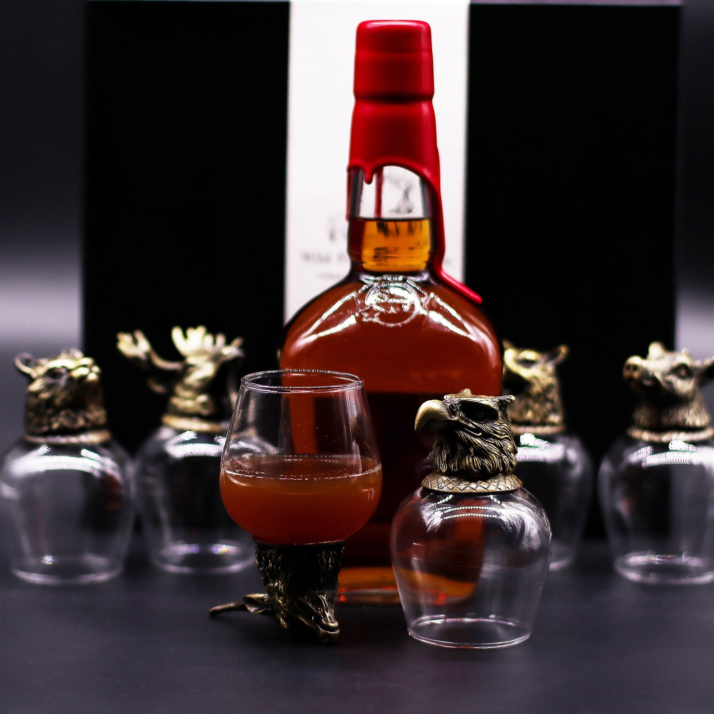 Set of 6 x 100ml Wild Forest Creatures Glasses - Antique Bronze product packaging on clean background from Quintessential Holistic Health Ltd