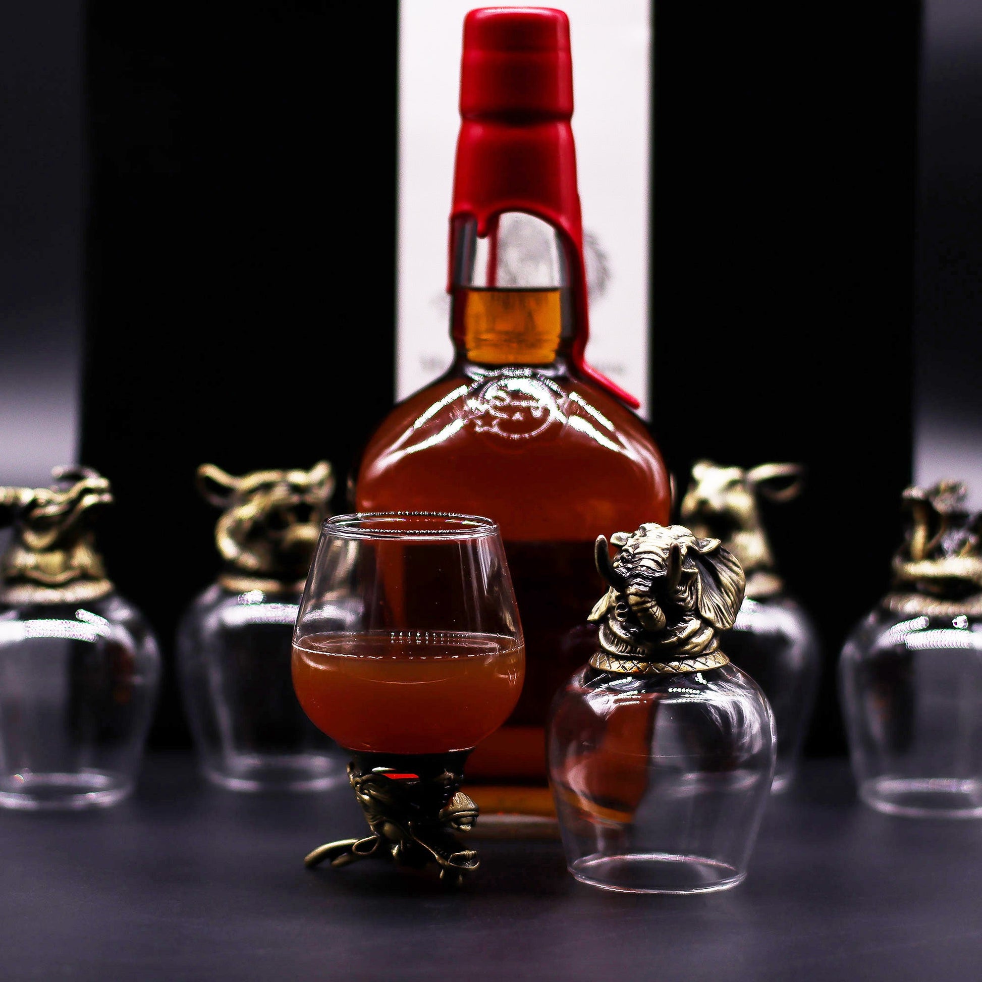 Set of 6 x 100ml Mystical Creatures Glasses - Antique Bronze product packaging on clean background from Quintessential Holistic Health Ltd