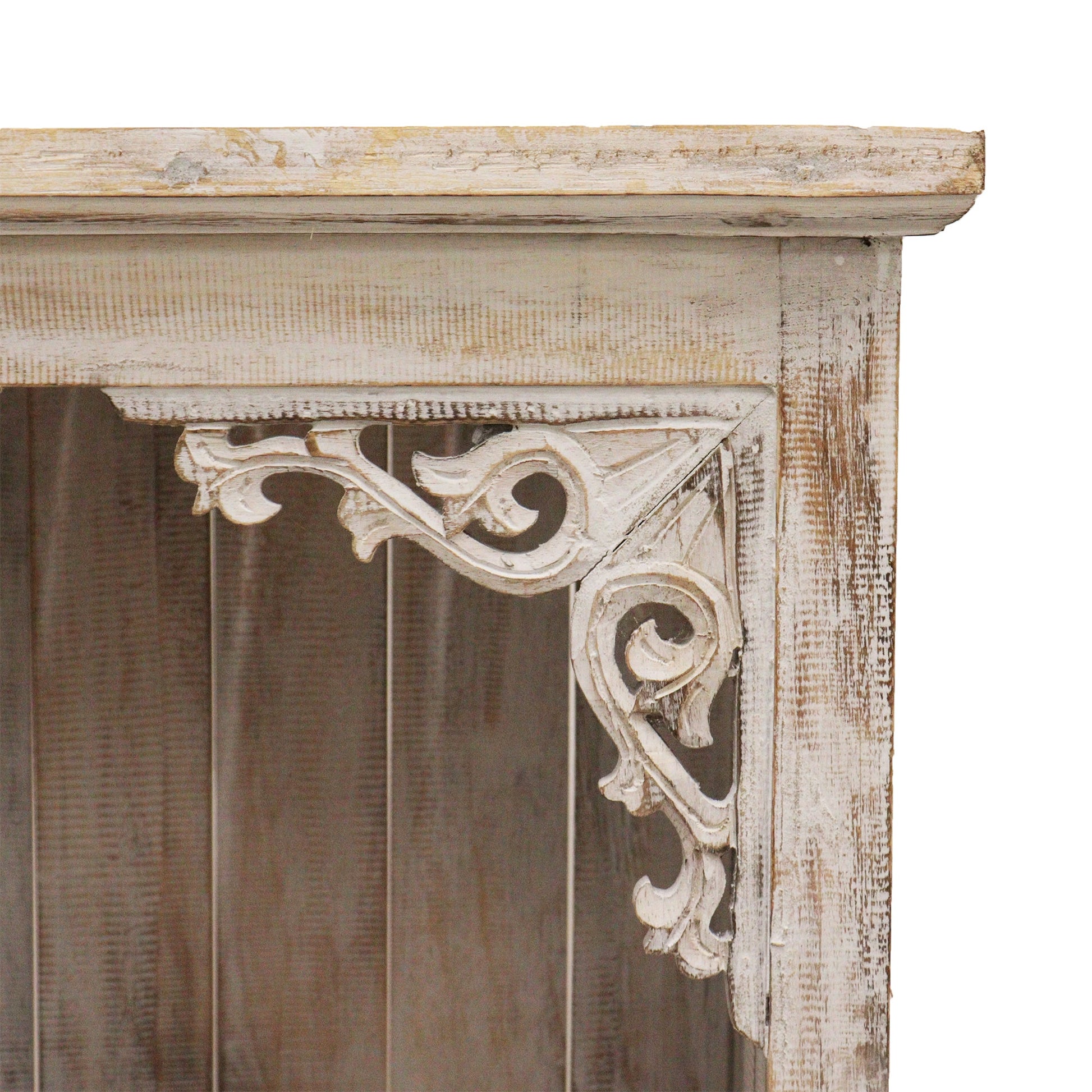 Hand Painted Albasia Wooden Bathroom Cabinet - Natural / Whitewash product packaging on clean background from Quintessential Holistic Health Ltd