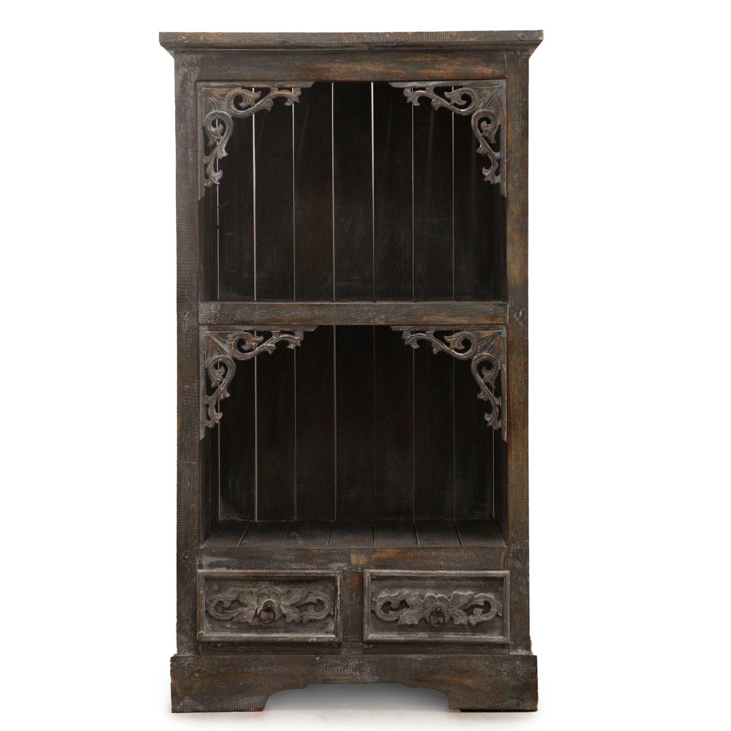 Hand Painted Albasia Wooden Bathroom Cabinet - Greywash product packaging on clean background from Quintessential Holistic Health Ltd