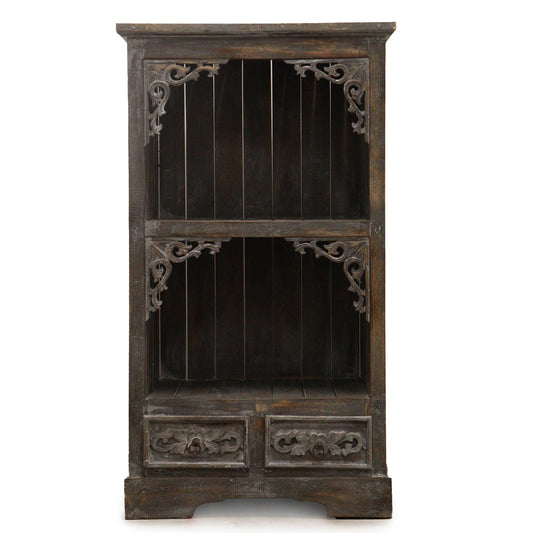 Hand Painted Albasia Wooden Bathroom Cabinet - Greywash product packaging on clean background from Quintessential Holistic Health Ltd