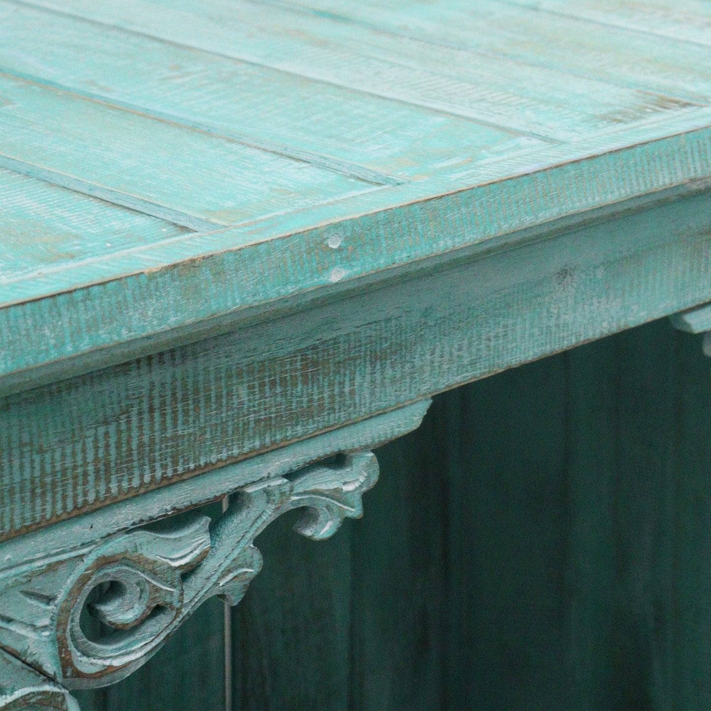 Hand Painted Albasia Wooden Bathroom Cabinet - Turquoisewash product packaging on clean background from Quintessential Holistic Health Ltd