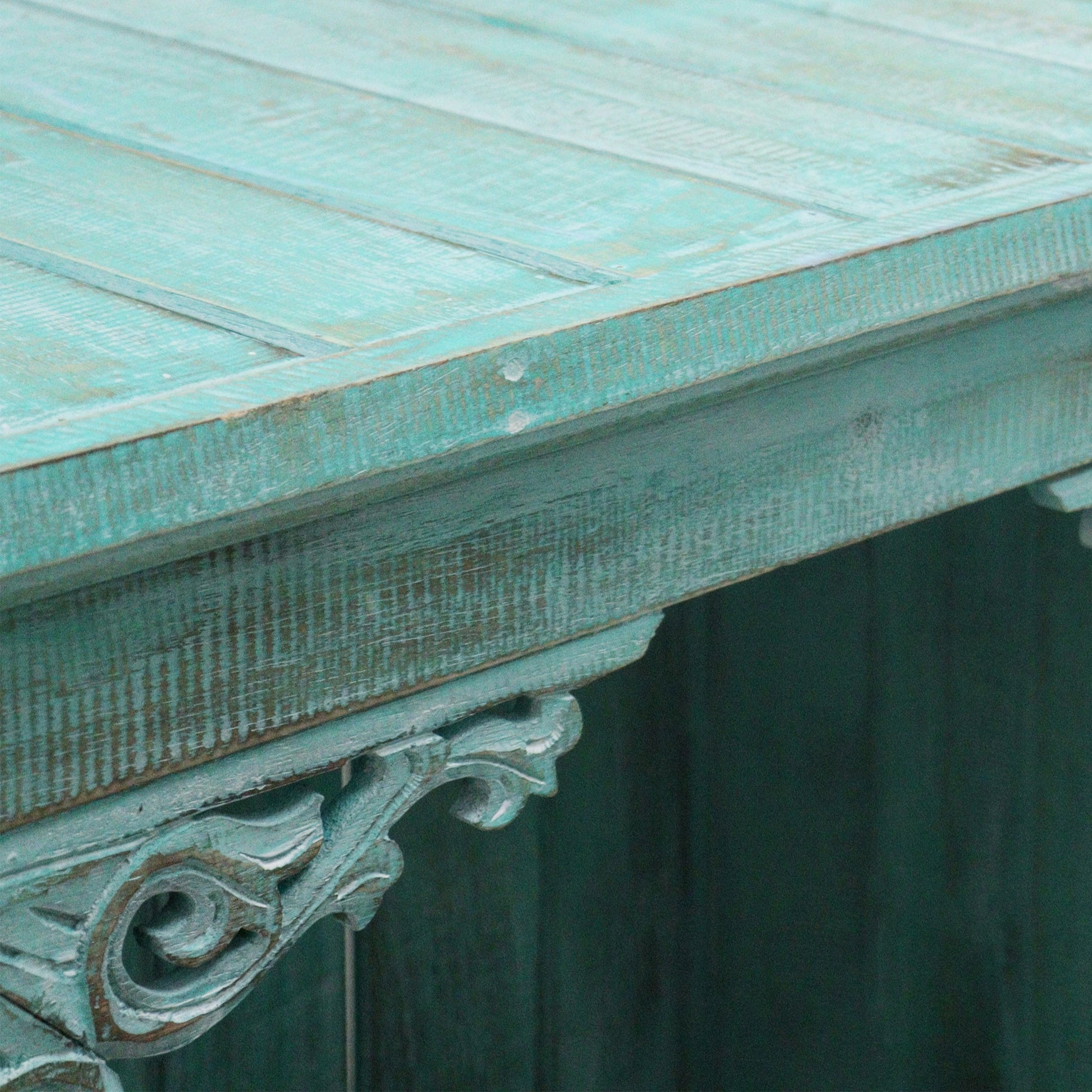Hand Painted Albasia Wooden Bathroom Cabinet - Turquoisewash product packaging on clean background from Quintessential Holistic Health Ltd