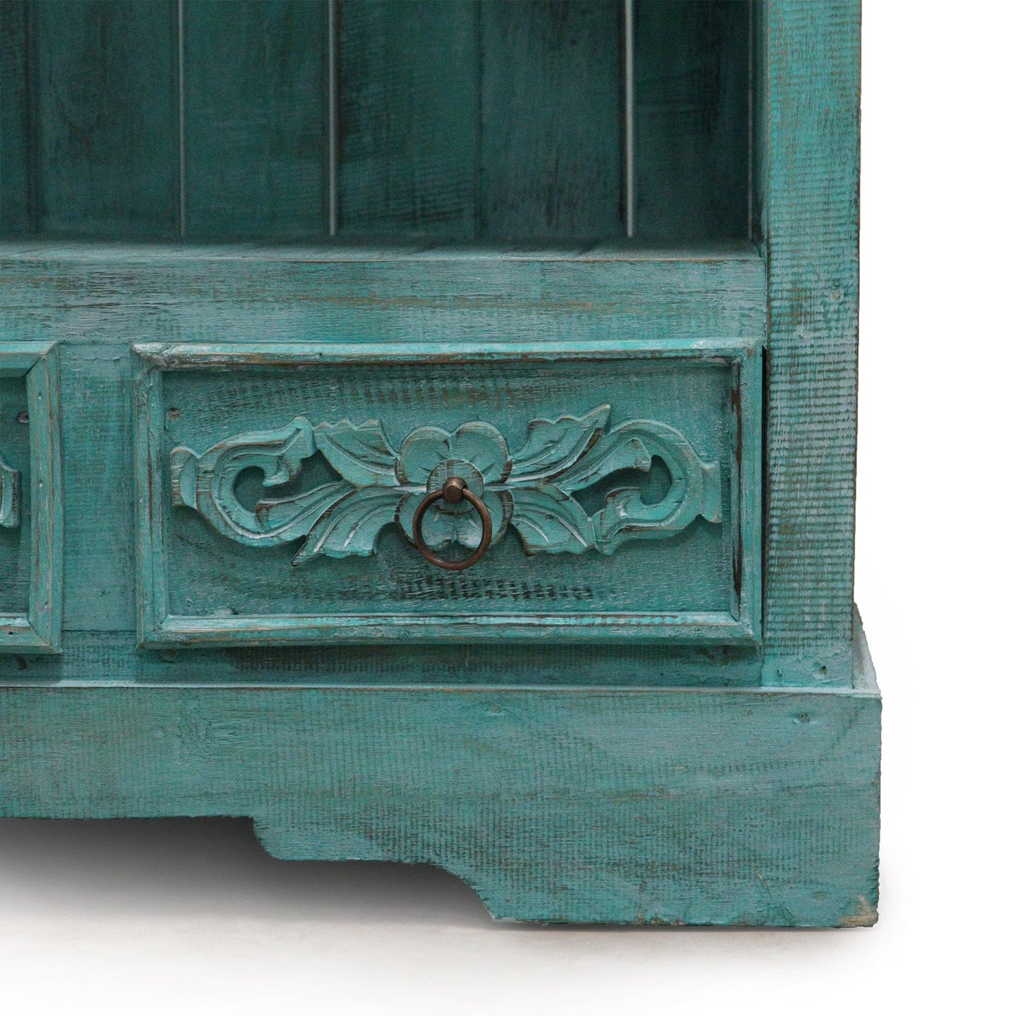 Hand Painted Albasia Wooden Bathroom Cabinet - Turquoisewash product packaging on clean background from Quintessential Holistic Health Ltd