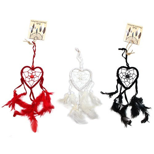 6 x Hand Crafted Dreamcatchers - Small / Heart / Red, White and Black product packaging on clean background from Quintessential Holistic Health Ltd
