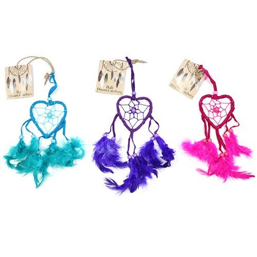 6 x Hand Crafted Dreamcatchers - Small / Heart / Turquoise, Purple and Pink product packaging on clean background from Quintessential Holistic Health Ltd