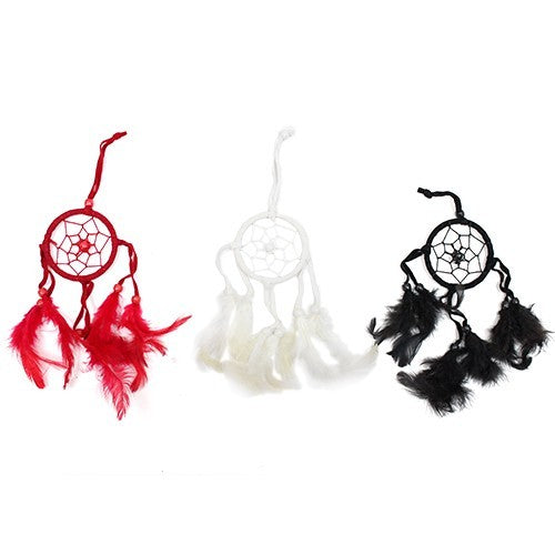 6 x Hand Crafted Dreamcatchers - Small / Round / Red, White and Black product packaging on clean background from Quintessential Holistic Health Ltd