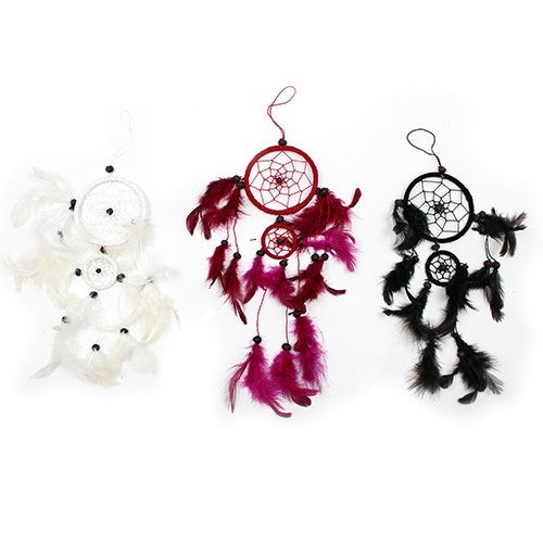 6 x Hand Crafted Dreamcatchers - Medium / Round / White, Red and Black product packaging on clean background from Quintessential Holistic Health Ltd