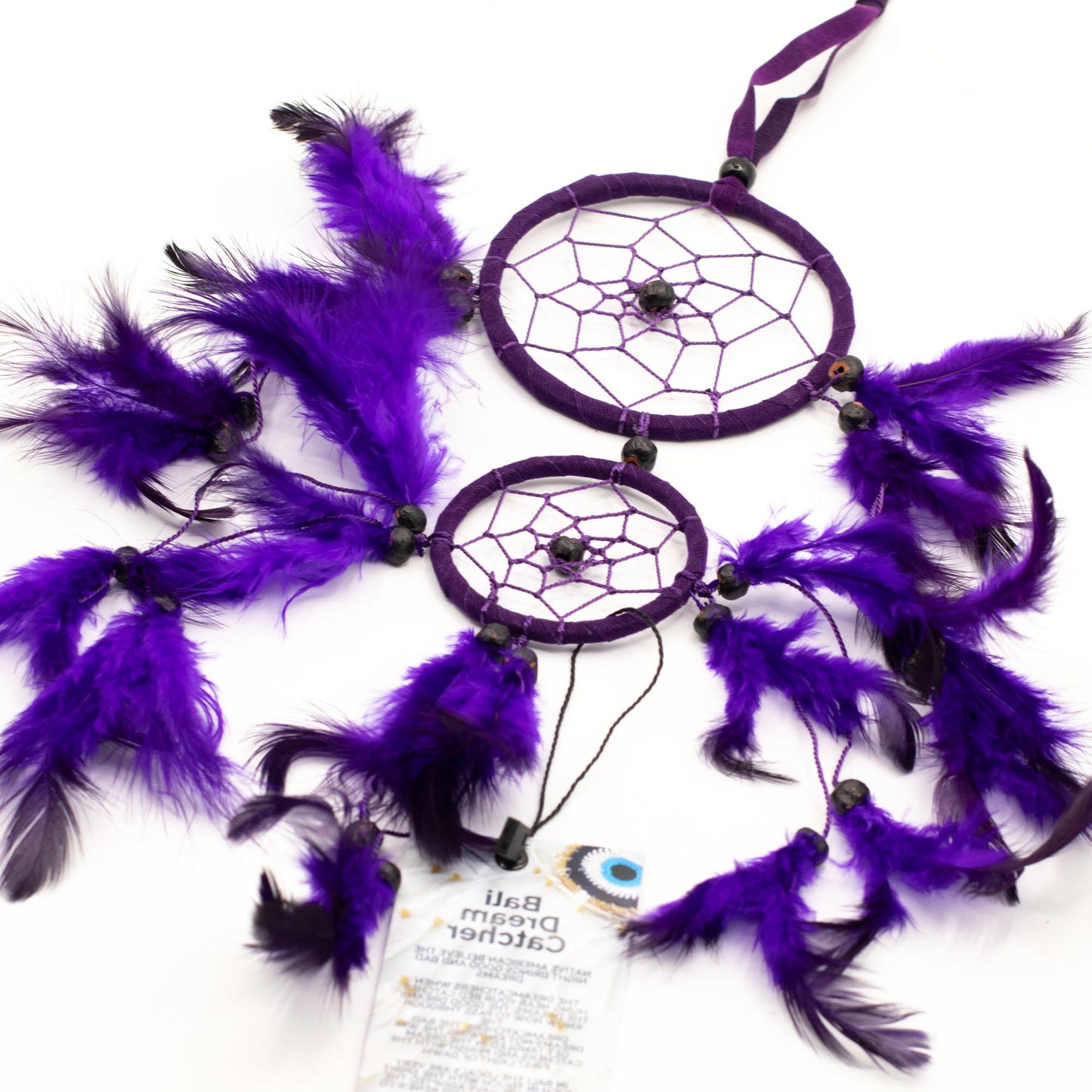 6 x Hand Crafted Dreamcatchers - Medium / Round / Pink, Turquoise and Purple product packaging on clean background from Quintessential Holistic Health Ltd