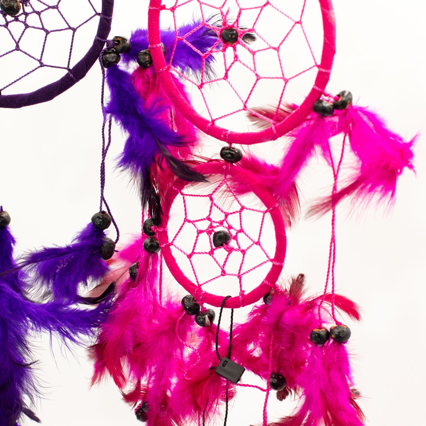 6 x Hand Crafted Dreamcatchers - Medium / Round / Pink, Turquoise and Purple product packaging on clean background from Quintessential Holistic Health Ltd