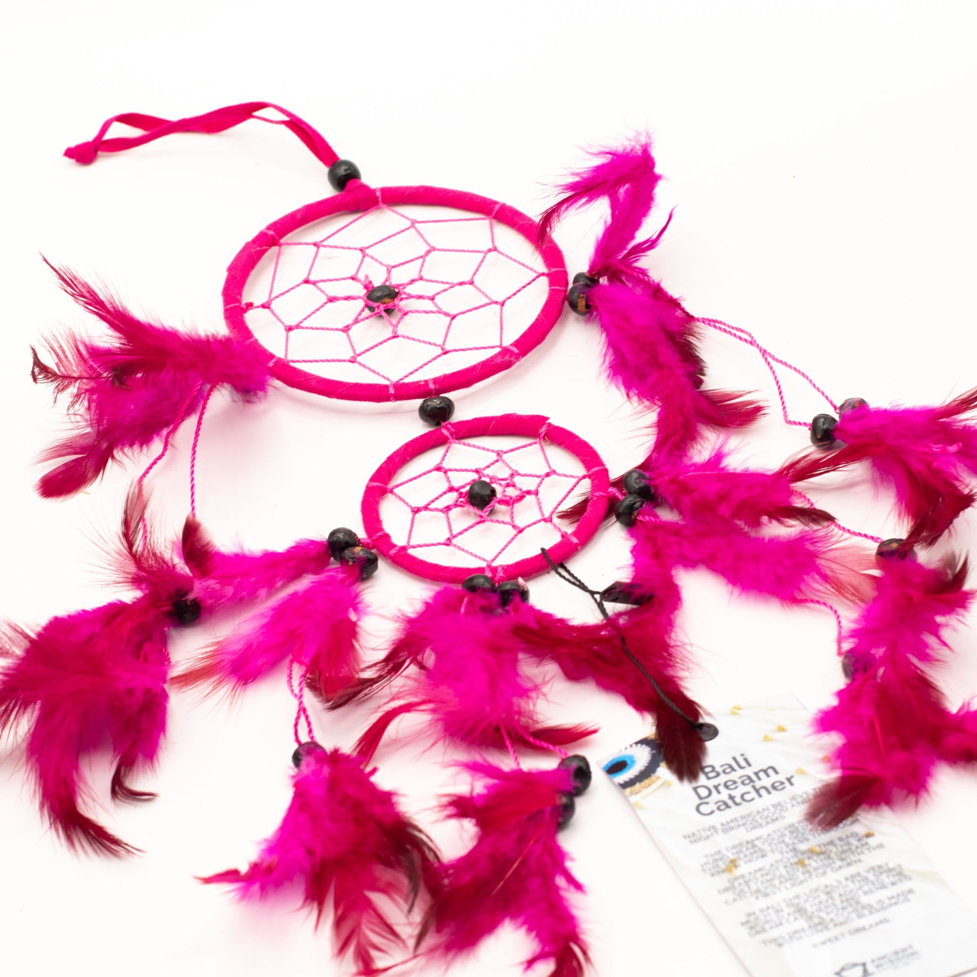 6 x Hand Crafted Dreamcatchers - Medium / Round / Pink, Turquoise and Purple product packaging on clean background from Quintessential Holistic Health Ltd