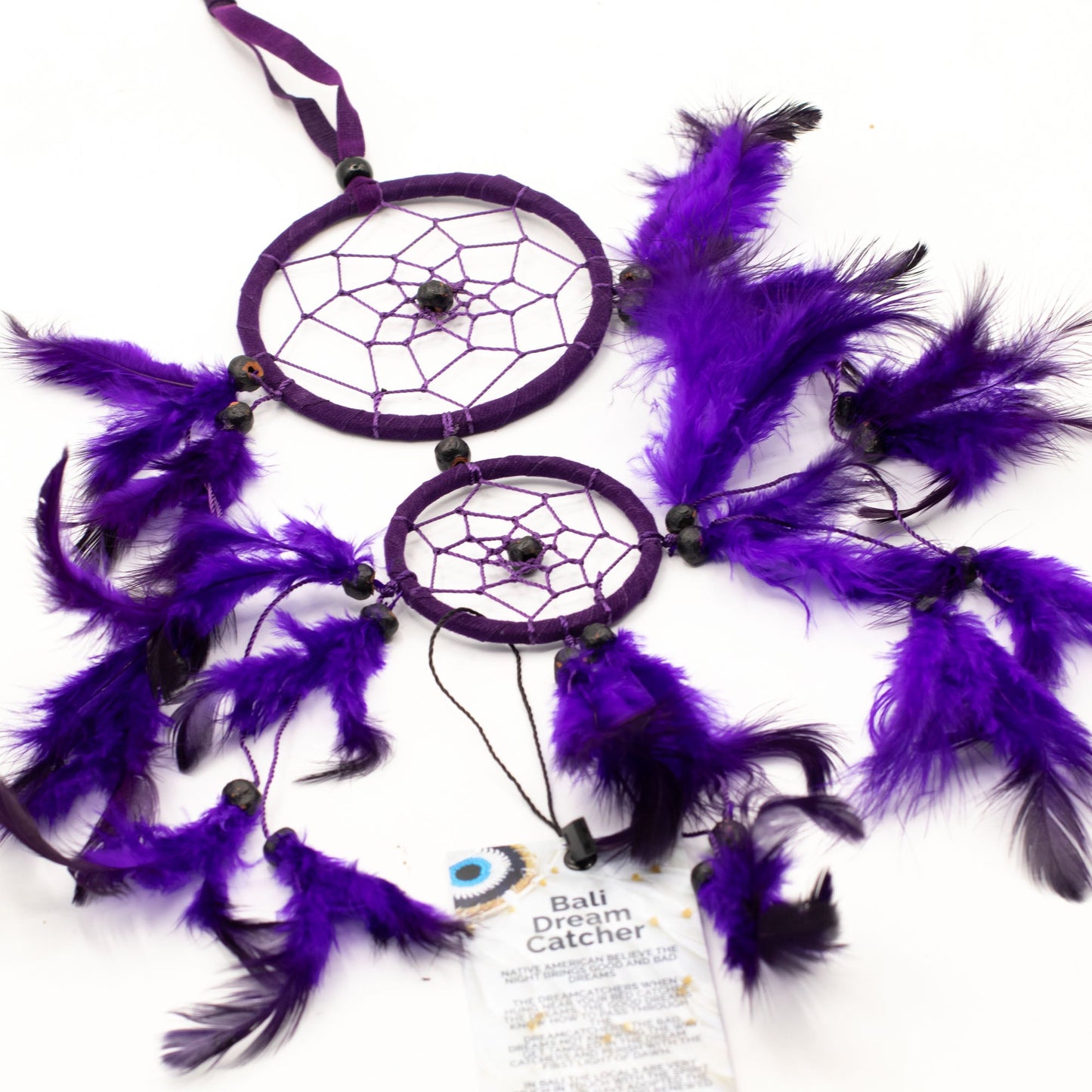 6 x Hand Crafted Dreamcatchers - Medium / Round / Pink, Turquoise and Purple product packaging on clean background from Quintessential Holistic Health Ltd