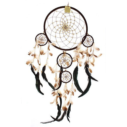 Hand Crafted Dreamcatcher - Large / Round - Cream, Coffee and Chocolate product packaging on clean background from Quintessential Holistic Health Ltd