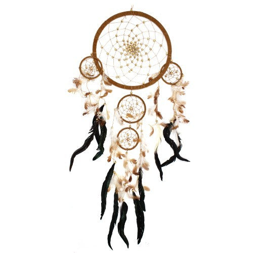 Hand Crafted Dreamcatcher - Large / Round - Cream, Coffee and Chocolate product packaging on clean background from Quintessential Holistic Health Ltd