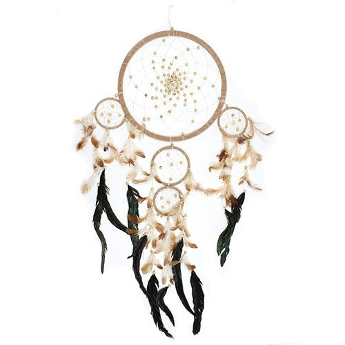 Hand Crafted Dreamcatcher - Large / Round - Cream, Coffee and Chocolate product packaging on clean background from Quintessential Holistic Health Ltd