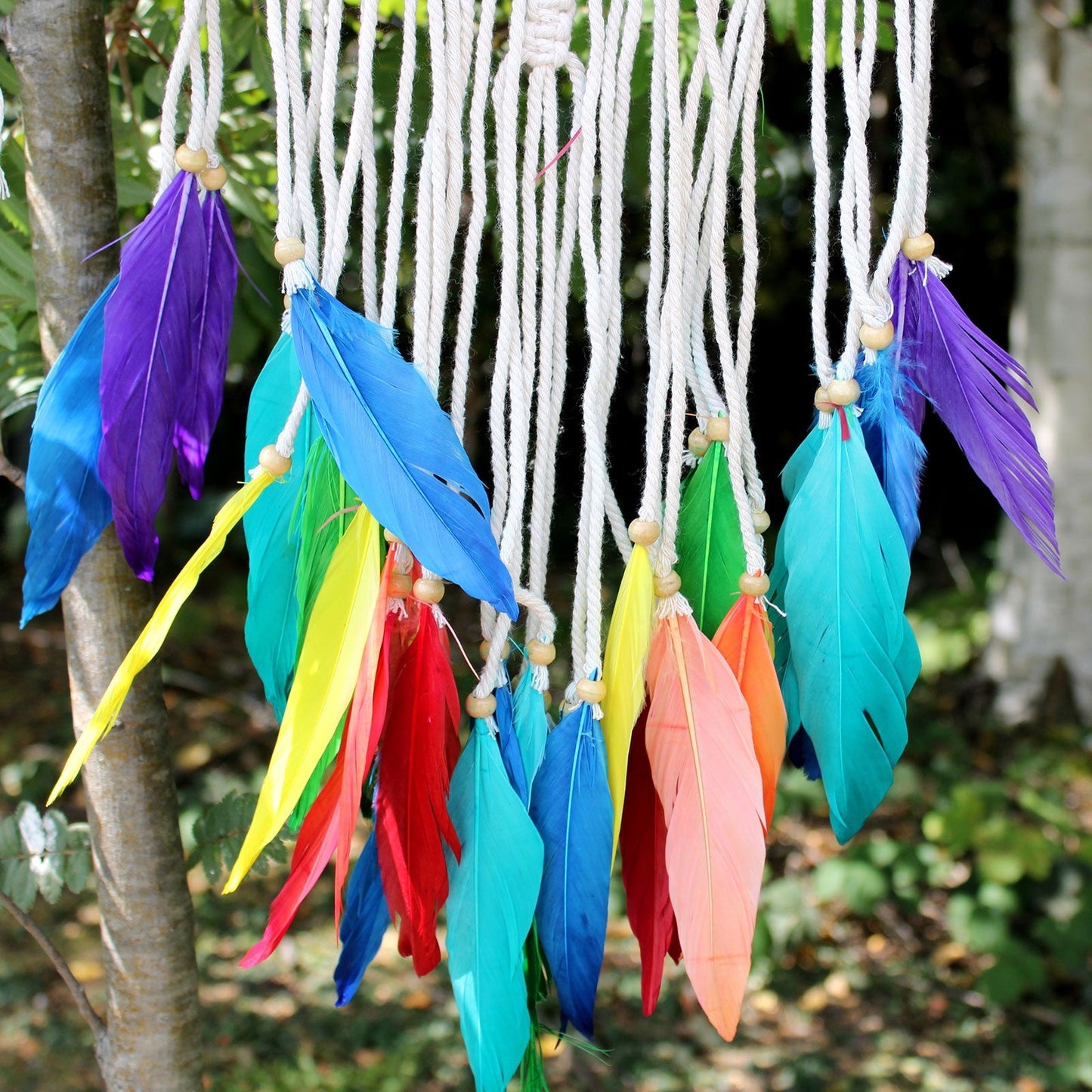 Hand Crafted Dreamcatcher - Large / Pyramid / Multicoloured product packaging on clean background from Quintessential Holistic Health Ltd