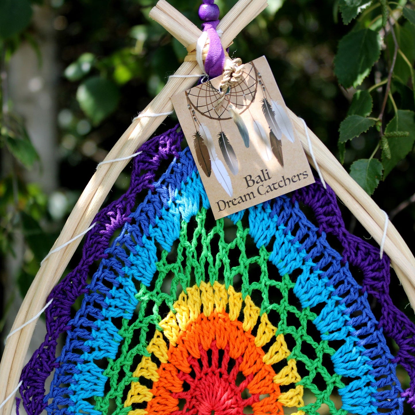 Hand Crafted Dreamcatcher - Large / Teardrop / Multicoloured product packaging on clean background from Quintessential Holistic Health Ltd