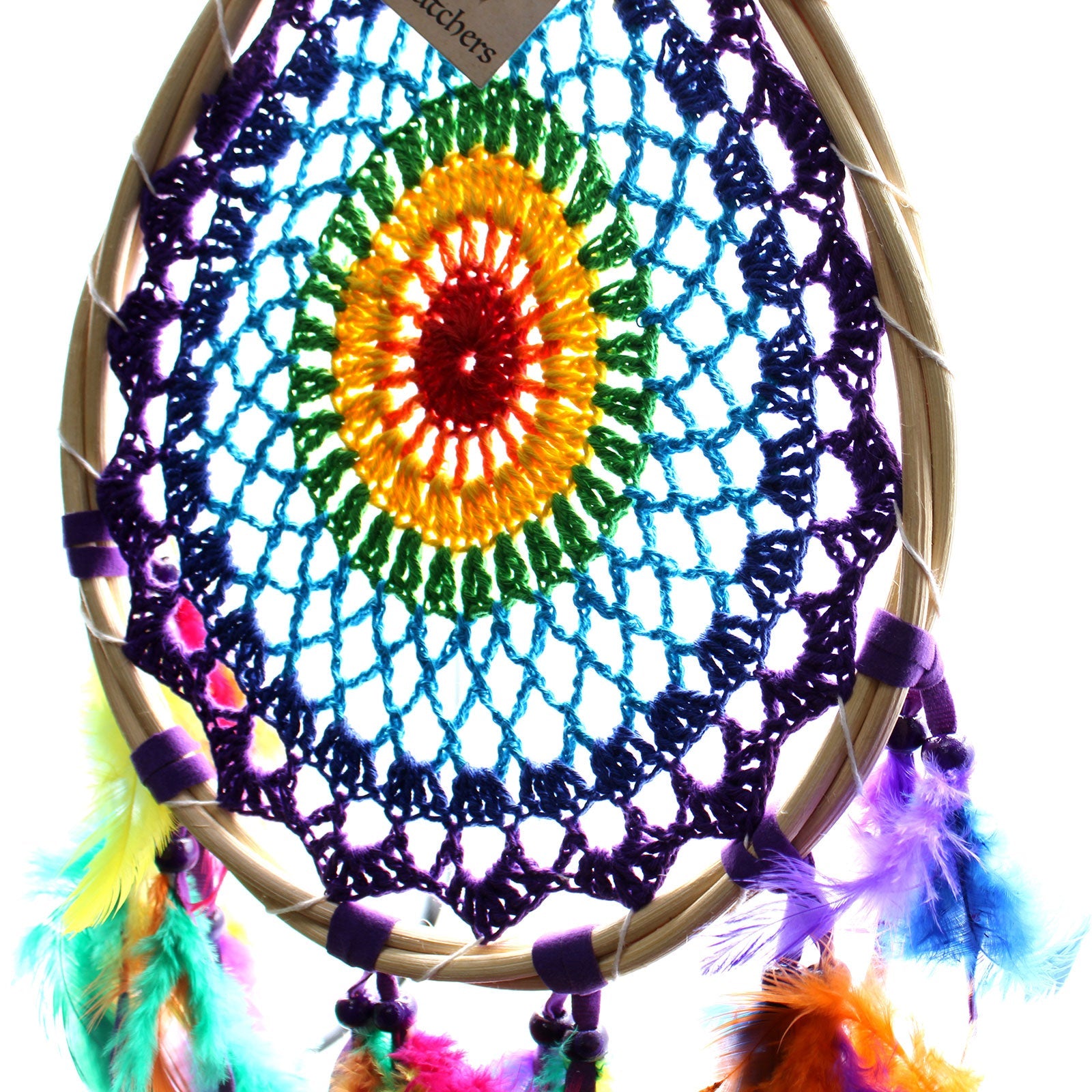 Hand Crafted Dreamcatcher - Large / Teardrop / Multicoloured product packaging on clean background from Quintessential Holistic Health Ltd