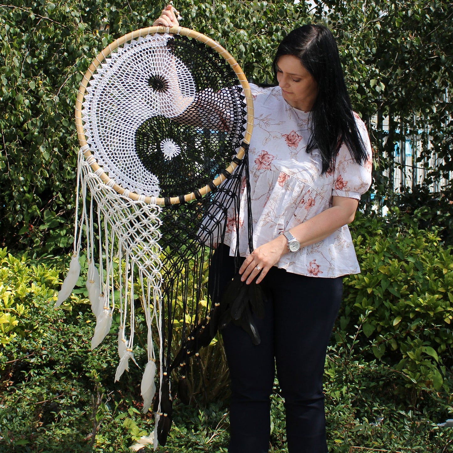 Hand Crafted Dreamcatcher - Extra Extra Large / Yin and Yang product packaging on clean background from Quintessential Holistic Health Ltd