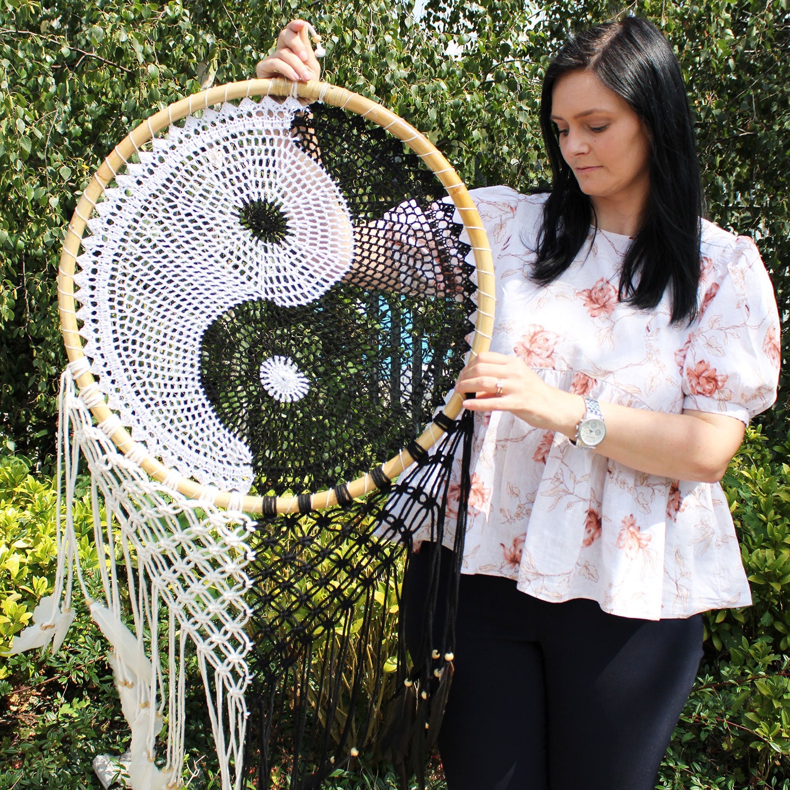 Hand Crafted Dreamcatcher - Extra Extra Large / Yin and Yang product packaging on clean background from Quintessential Holistic Health Ltd