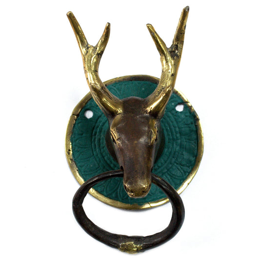 Animal Brass Door Knocker - Stags Head product packaging on clean background from Quintessential Holistic Health Ltd