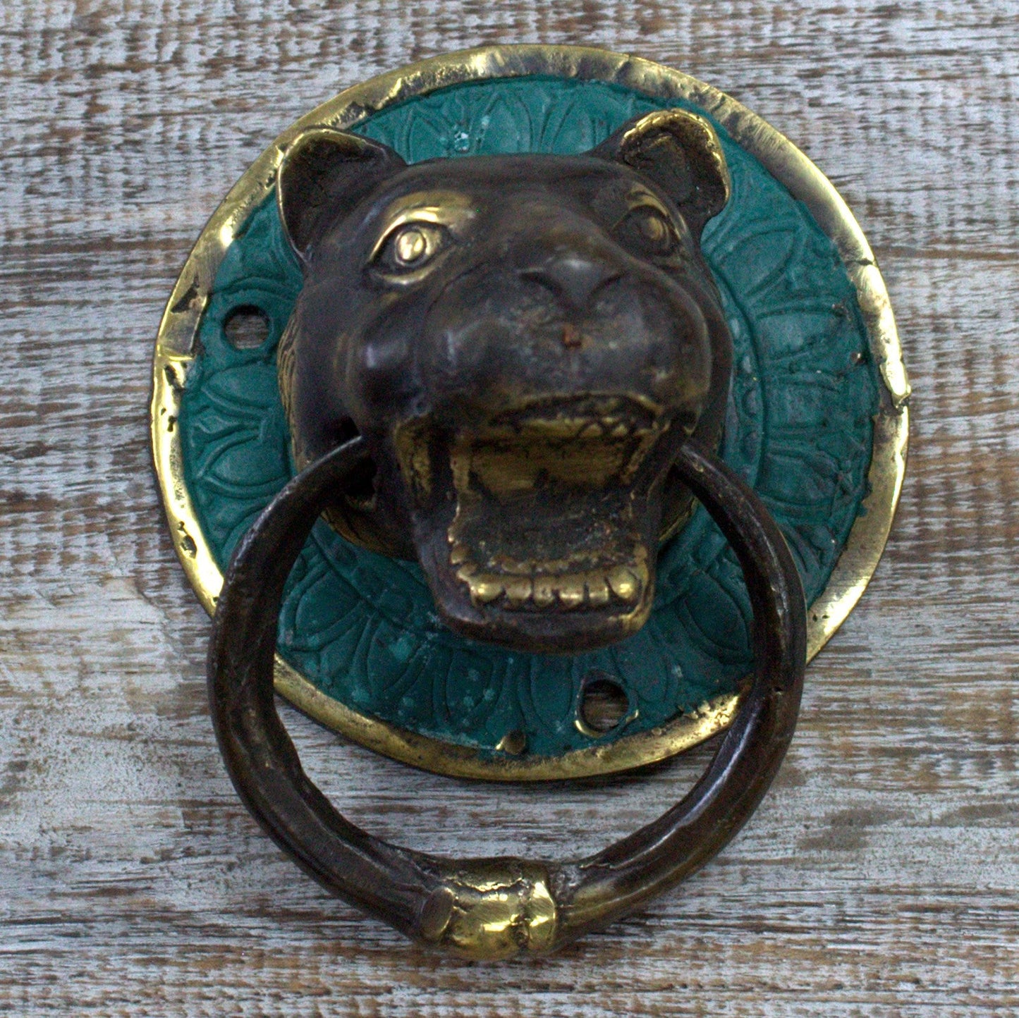 Animal Brass Door Knockers - Tigers Head product packaging on clean background from Quintessential Holistic Health Ltd