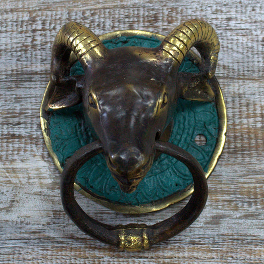 Animal Brass Door Knocker - Rams Head