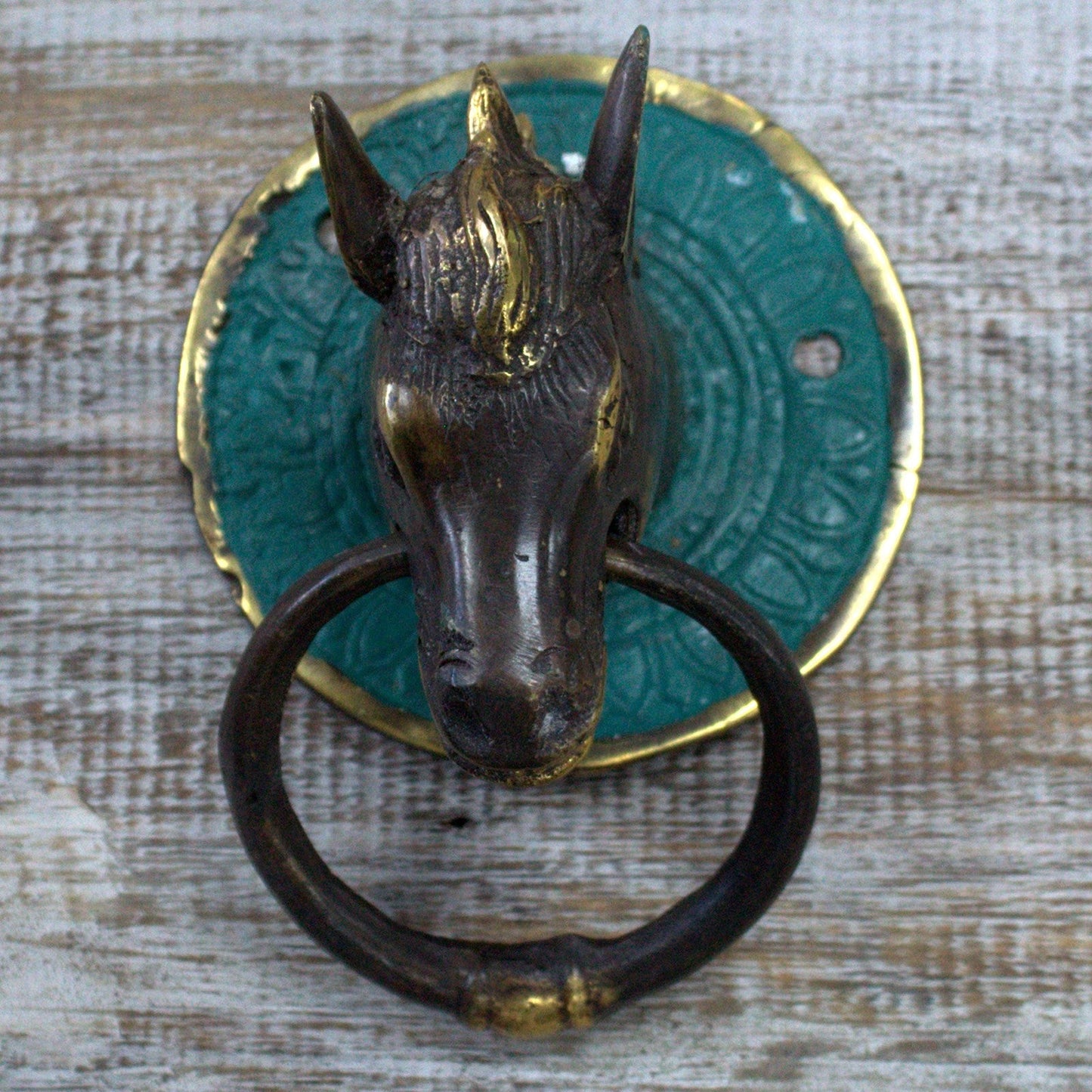 Animal Brass Door Knocker - Horses Head product packaging on clean background from Quintessential Holistic Health Ltd